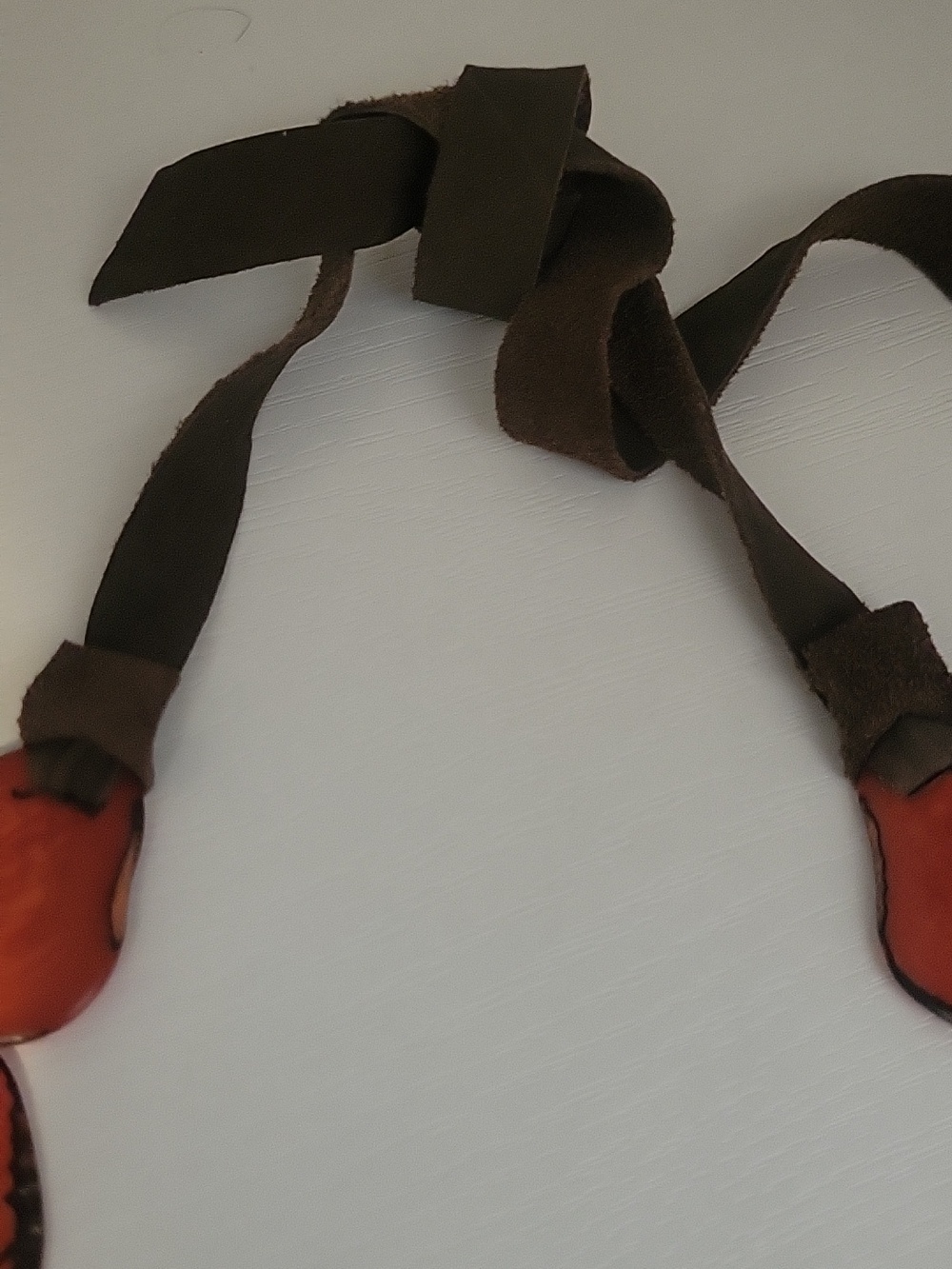 Handcrafted Orange Tagua seed Statement Necklace with Ribbon Tie - Picture 2 of 3